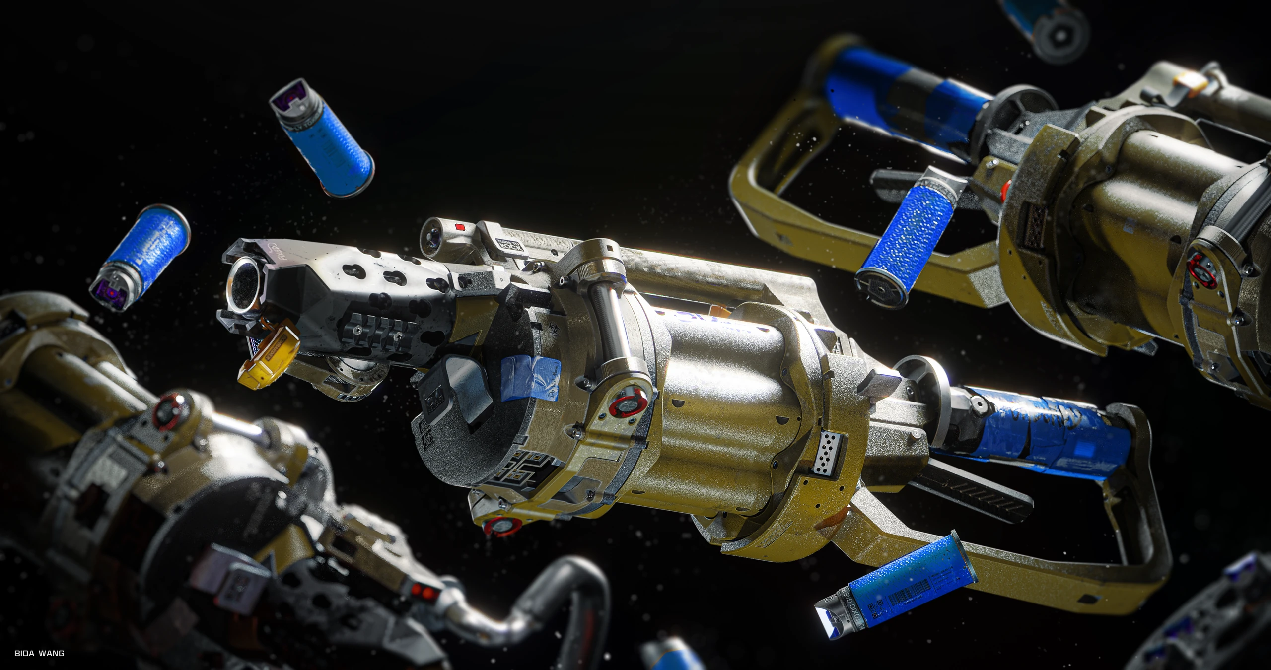 Bombardier Beetle / 七步甲 — Yellow and blue finish, concept artwork by Bida Wang